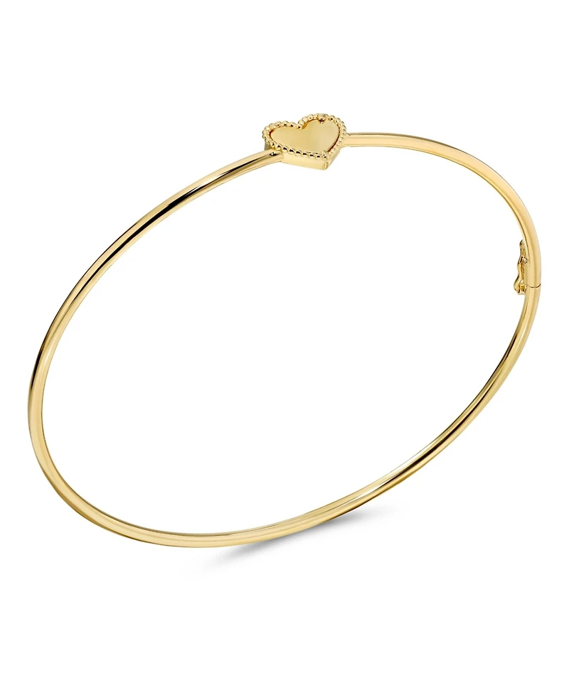 Devata Sweet Heart Bangle Bracelet in 14K Gold, Fits Small to Medium Wrist
