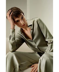 Lilysilk Women's Timeless Silk Charmeuse Button-Up Shirt