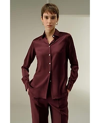 Lilysilk Women's Timeless Silk Charmeuse Button-Up Shirt