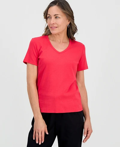 Style & Co Petite Cotton V-Neck Top, Macy's Exclusive