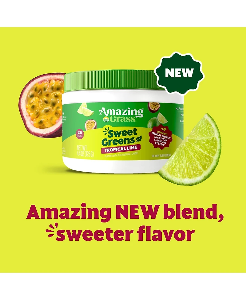 Amazing Grass Sweet Greens Superfood Powder, Tropical Lime, 25 Servings