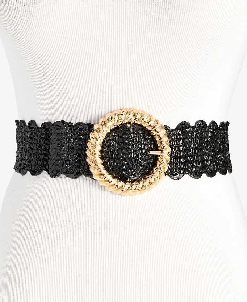 I.n.c. International Concepts Twisted Buckle Stretch Straw Belt, Macy's Exclusive