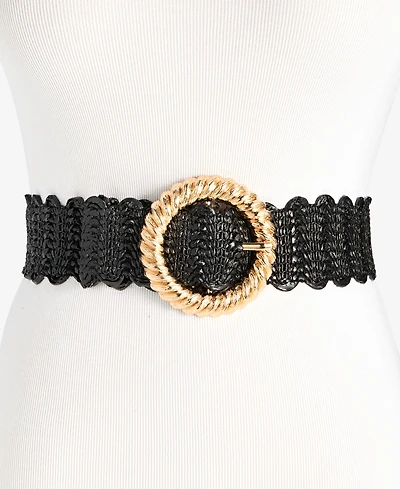 I.n.c. International Concepts Twisted Buckle Stretch Straw Belt, Macy's Exclusive