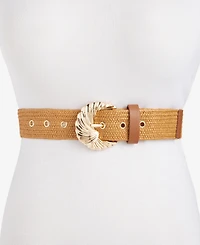 I.n.c. International Concepts Curvy Wave Buckle Stretch Straw Belt, Macy's Exclusive