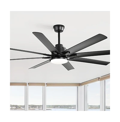 Sofucor 52-inch Modern Exquisite Black 8-Blade Ceiling Fans with Adjustable Led Lights and Intelligent Remote Control