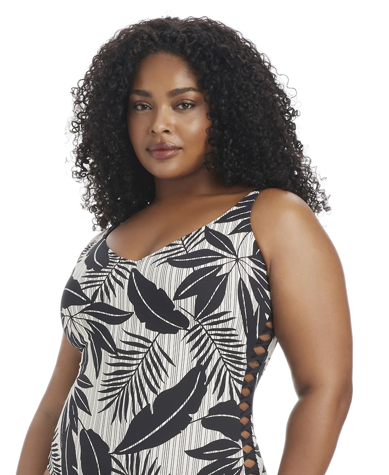 Bleu by Rod Beattie Plus Island Time Scoop Neck One-Piece Swimsuit