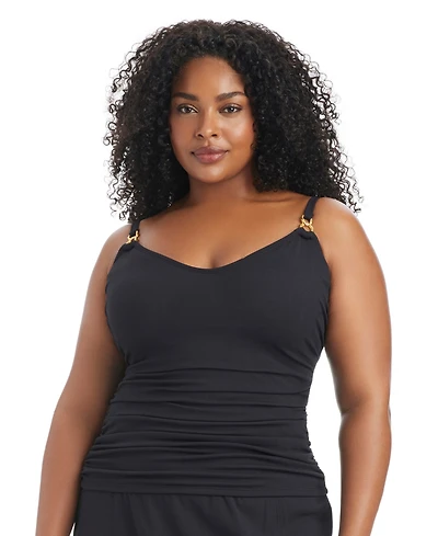 Bleu by Rod Beattie Plus Pique Ole Scoop Neck Tankini Swim Top