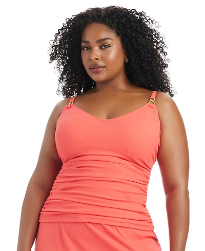 Bleu by Rod Beattie Plus Pique Ole Scoop Neck Tankini Swim Top