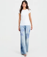 Guess Women's Triangle Lace Logo Short-Sleeve T-Shirt