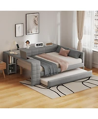 Streamdale Furniture Upholstered Platform Bed with Storage, Desk, Trundle