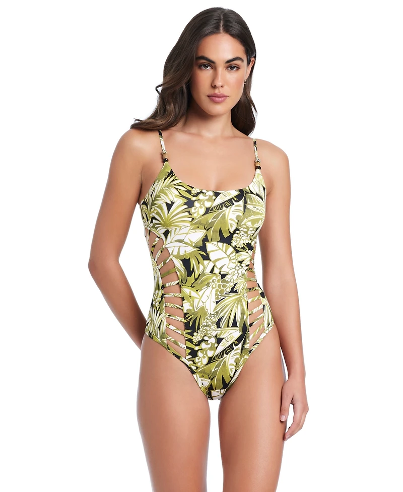Red Carter Cross Side Cut Out One-Piece Swimsuit