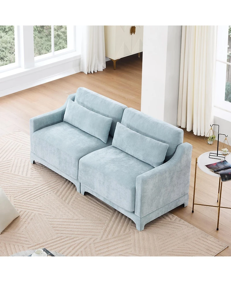 Streamdale Furniture Chenille 2-Seater Sofa - Sky Blue