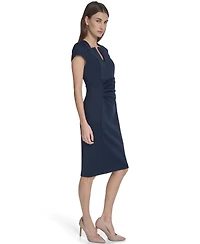 Calvin Klein Women's Side Ruched V-Neck Midi Dress