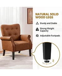 Yaheetech High Back Pu Leather Accent Armchair with Wood-tone Metal Legs