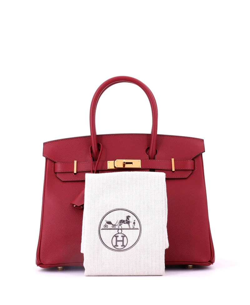 Pre-Owned HERMES Birkin 30 Handbag Red Epsom with Gold Hardware