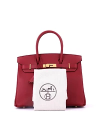 Pre-Owned HERMES Birkin 30 Handbag Red Epsom with Gold Hardware
