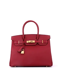 Pre-Owned HERMES Birkin 30 Handbag Red Epsom with Gold Hardware