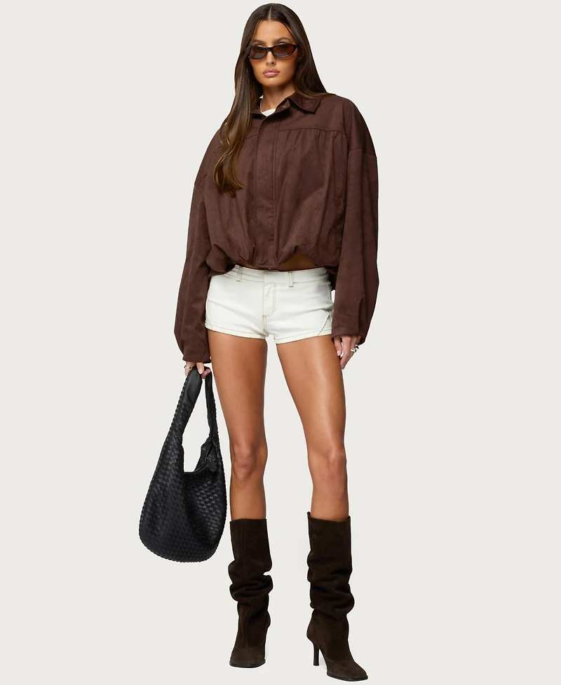 Edikted Women's Alberta Faux Suede Bubble Jacket