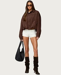 Edikted Women's Alberta Faux Suede Bubble Jacket