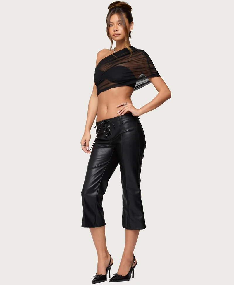 Edikted Women's Layered Bandeau Sheer Mesh Top