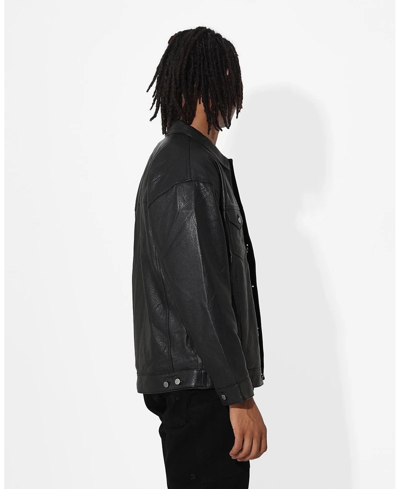 Saint Morta Men's Oversized Leather Trucker Jkt