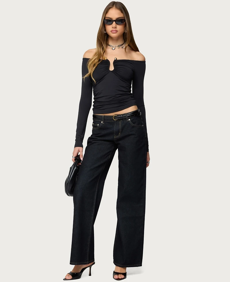 Edikted Women's Halle Curved U Off Shoulder Top