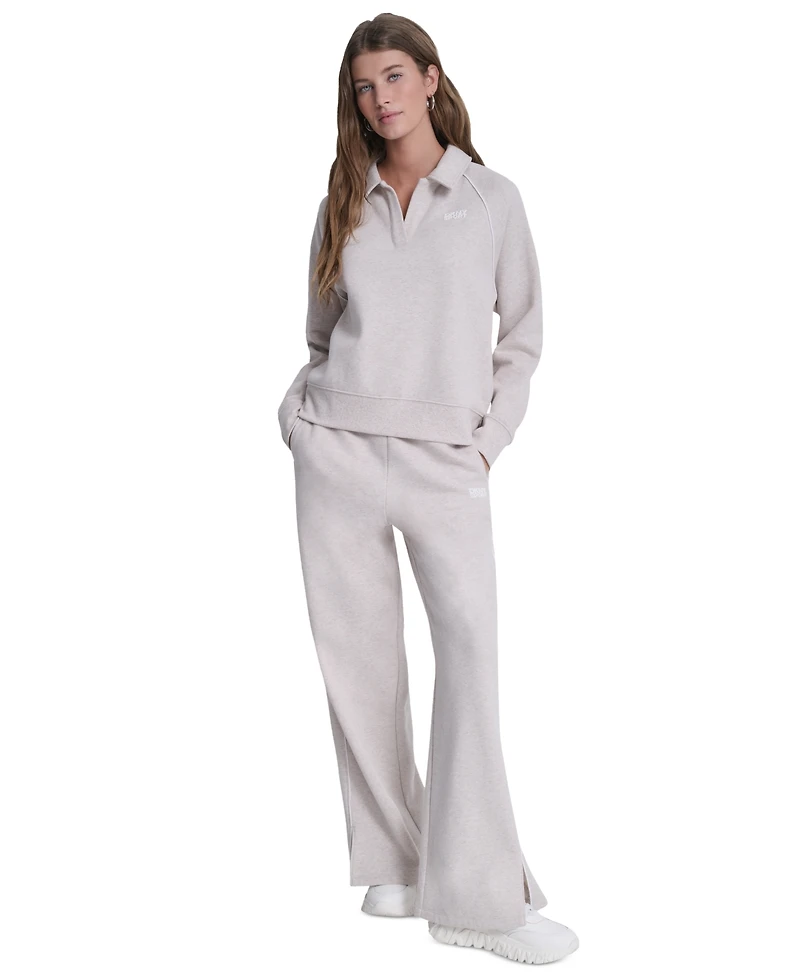 Dkny Sport Women's Hd Logo Piped Polo Sweatshirt