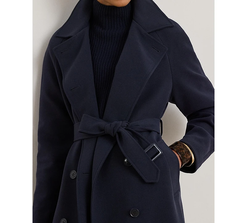 Lauren Ralph Women's Double Breasted Belted Crepe Trench Coat