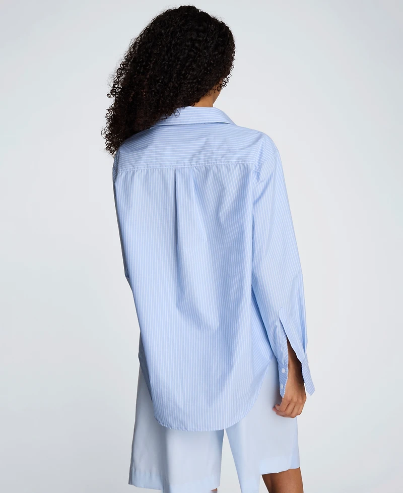 Kenneth Cole Women's Striped Woven Collared Top