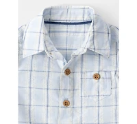 Carter's Baby Boys' Plaid Short-Sleeve Romper and Hat, 2-Piece Set