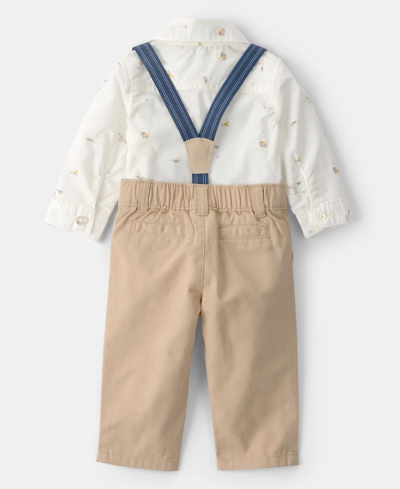 Carter's Baby Boys' Easter Bunny Long-Sleeve Bodysuit and Suspender Pants, 2-Piece Set