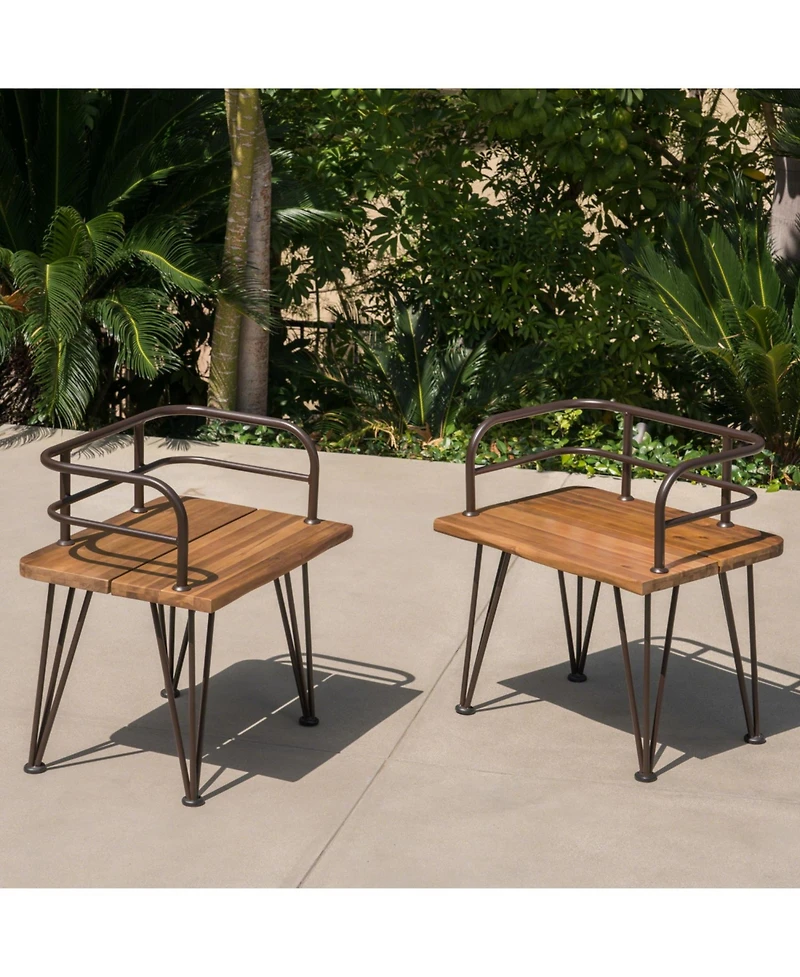 Streamdale Furniture Rustic Acacia Wood Patio Chair Set (Set of 2)