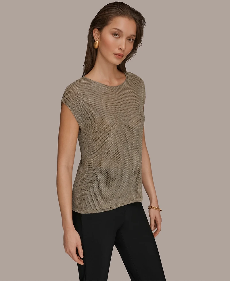 Donna Karan New York Women's Sleeveless Metallic Crewneck Sweater