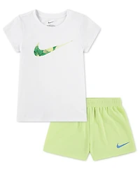 Nike Girls' 4-6X Move with Nature Crewneck T-Shirt and Mesh Shorts, 2-Piece Set