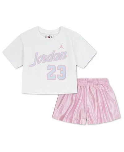 Jordan Toddler Girls' 2T-4T Flowy Durasheen Crewneck T-Shirt and Shorts, 2-Piece Set