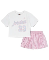 Jordan Toddler Girls' 2T-4T Flowy Durasheen Crewneck T-Shirt and Shorts, 2-Piece Set