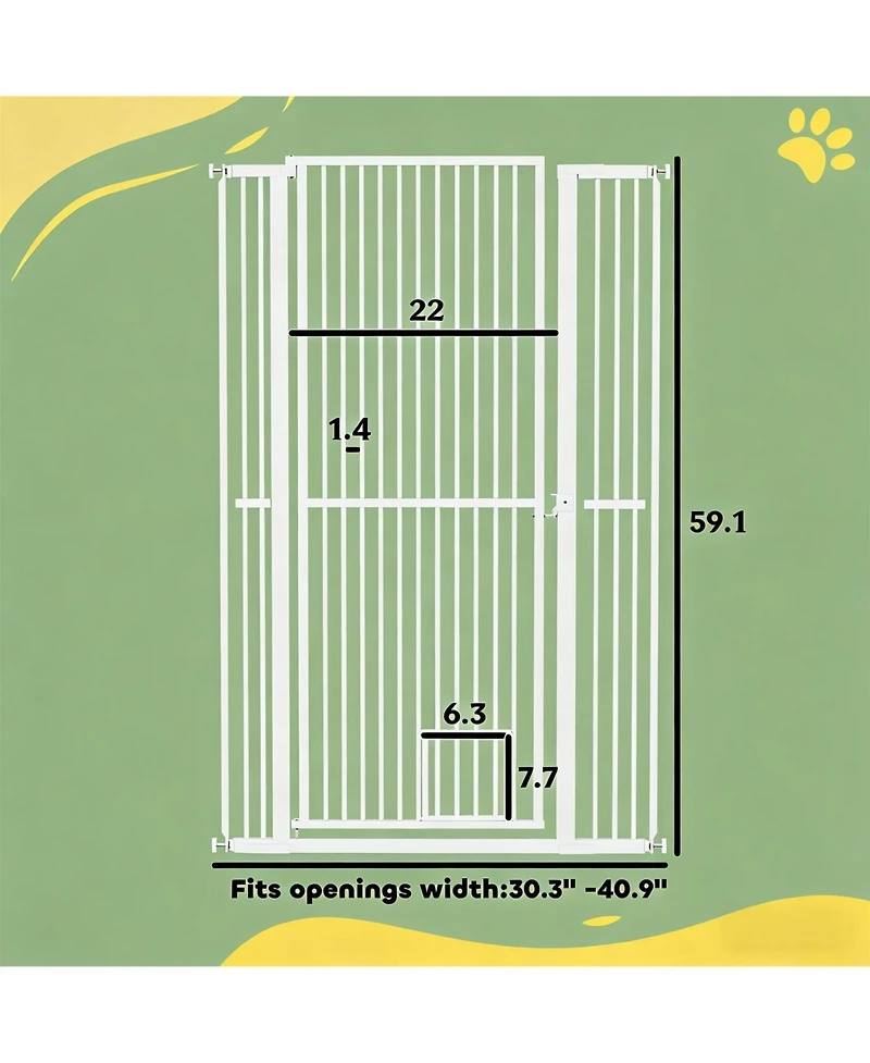Aostirmotor Tall & Extra Wide Heavy Duty Pet Gate for Large Dogs in White