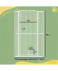 Aostirmotor Tall & Extra Wide Heavy Duty Pet Gate for Large Dogs in White