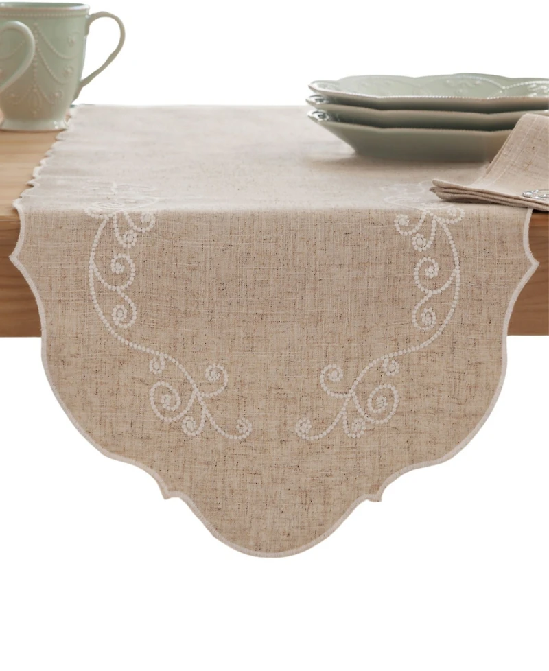 Lenox French Perle Embroidered Runner, 70"