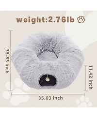 Zeus & Ruta Grey Cat Tunnel with Cat Bed