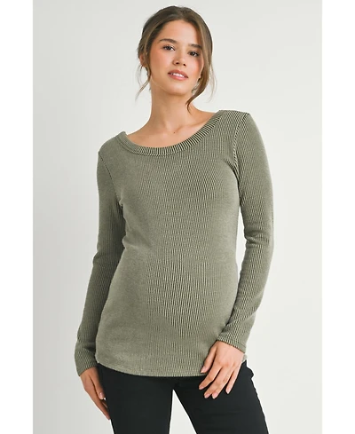 Hello Miz Maternity Scoop Neck Long Sleeve Ribbed Top