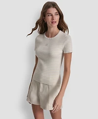 Dkny Jeans Petite Crewneck Striped Sweater