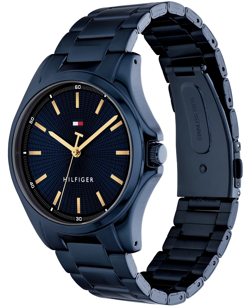 Tommy Hilfiger Men's Quartz Ionic Plated Blue Stainless Steel Bracelet Watch, 42mm