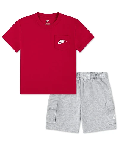 Nike Little Boys Pocket T-Shirt & French Terry Shorts, 2 Piece Set