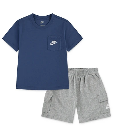 Nike Little Boys Pocket T-Shirt & French Terry Shorts, 2 Piece Set