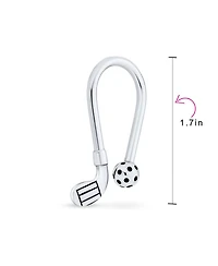 Bling Jewelry Golf Jewelry Ball & Club U-Shaped Golfer Keychain with Screw on Tip Solid