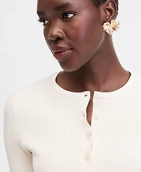 I.n.c. International Concepts Women's Ribbed Crewneck Cardigan, Macy's Exclusive