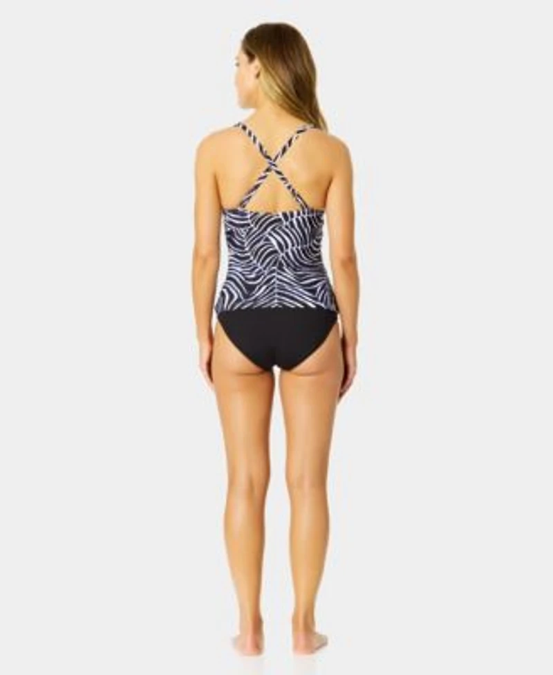Anne Cole Womens Drape Front Tankini Top High Waist Bikini Bottoms