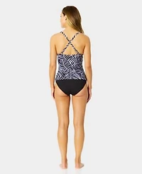 Anne Cole Womens Drape Front Tankini Top High Waist Bikini Bottoms