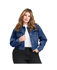 Avenue Women's Plus Emma Denim Cropped Jacket